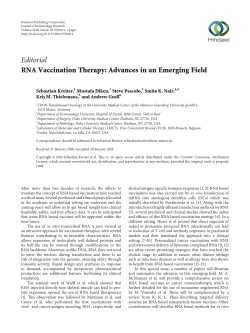Editorial RNA Vaccination Therapy: Advances in an