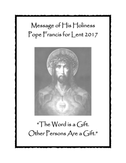 Message of His Holiness Pope Francis for Lent 2017