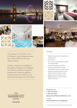 The Glasgow City Hotel is close to Glasgow`s main shopping streets