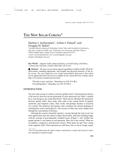 THE NEW SOLAR CORONA &lowast; Markus J. Aschwanden1, Arthur I