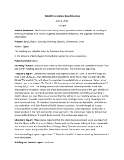 Talcott Free Library Board Meeting June 6, 2016 7:00 pm Mission