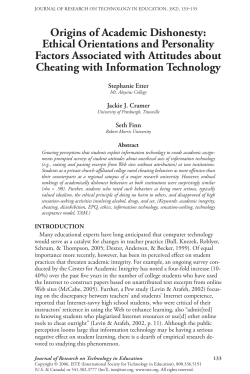 Origins of Academic Dishonesty: Ethical Orientations