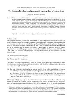 The functionality of personal pronouns in constructions of communities