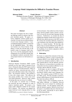 Language model adaptation for difficult to translate phrases