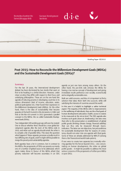 Post 2015: How to Reconcile the Millennium Development Goals