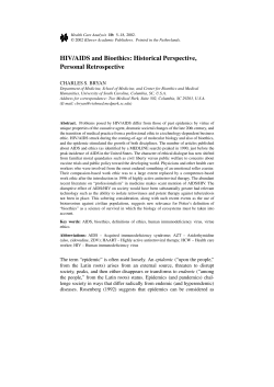HIV/AIDS and Bioethics: Historical Perspective, Personal