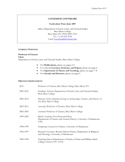 CATHERINE CONYBEARE Curriculum Vitae: January 2017