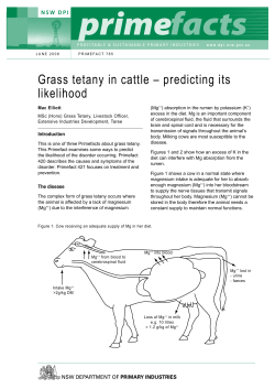 Grass tetany in cattle - predicting its likelihood