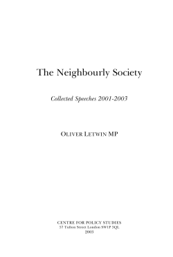 The Neighbourly Society - Centre for Policy Studies