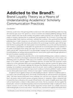 Addicted to the Brand?: Brand Loyalty Theory as a Means of