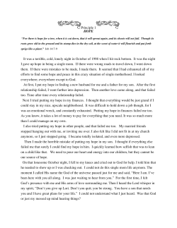 Principle 1 HOPE It was a terrible, cold, lonely night in October of