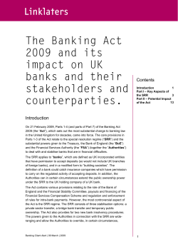 The Banking Act 2009 and its impact on UK banks and