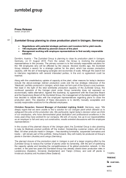 Press Release Zumtobel Group planning to close production plant in