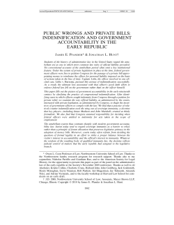 public wrongs and private bills: indemnification and government