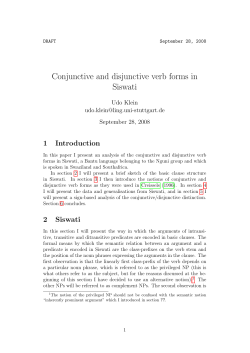 Conjunctive and disjunctive verb forms in Siswati