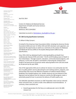 Comments to CMS on QRS Scoring