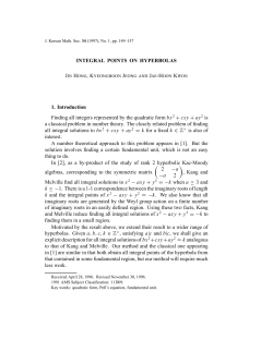 INTEGRAL POINTS ON HYPERBOLAS 1. Introduction Finding all
