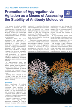 Promotion of aggregation via agitation as a Means of assessing the