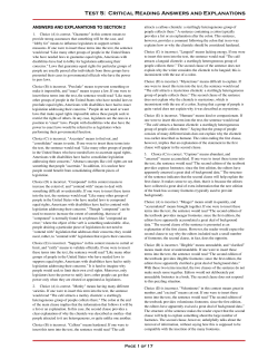 Test 5: Critical Reading Answers and Explanations