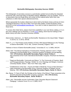 online bonhoeffer bibliography - Columbia University Libraries