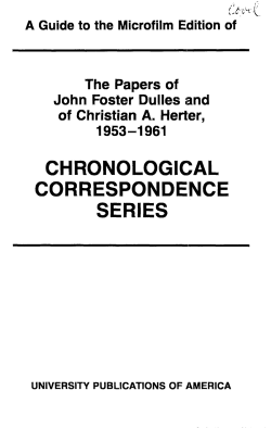 Papers of John Foster Dulles and of Christian A. Herter, 1953