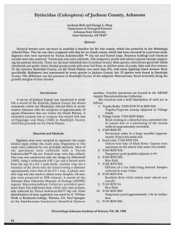 Dytiscidae (Coleoptera) ofJackson County, Arkansas