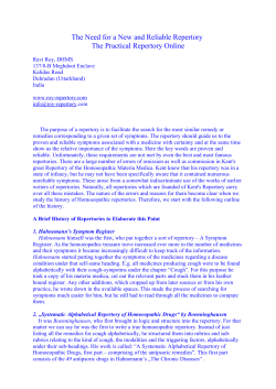 The Need for a New and Reliable Repertory