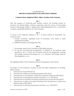 ARTICLES OF ASSOCIATION OF THE JOINT