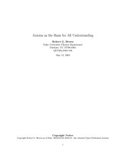 Axioms as the Basis for All Understanding Robert G