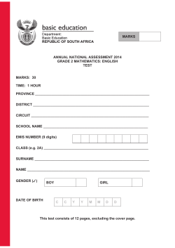 Page 1 ANNUAL NATIONAL ASSESSMENT 2014 GRADE 2