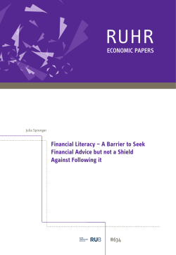 ECONOMIC PAPERS Financial Literacy &ndash; A Barrier to Seek