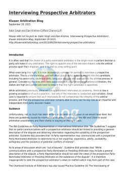 Interviewing Prospective Arbitrators