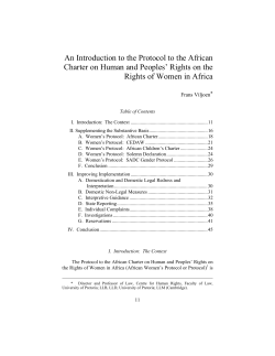 An Introduction to the Protocol to the African Charter on Human and