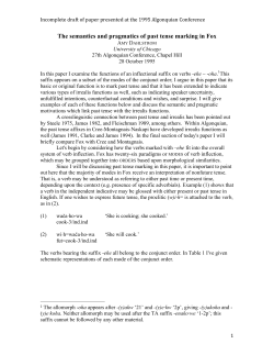 The semantics and pragmatics of past tense marking in Fox