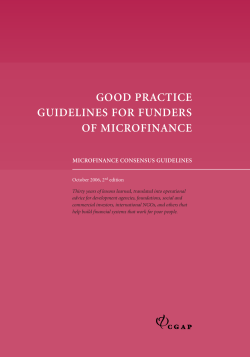 Good Practice Guidelines for Funders of Microfinance