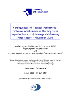 Consequences of teenage parenthood