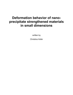 Deformation behavior of nano- precipitate strengthened materials in