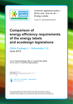 Comparison of energy efficiency requirements of the energy labels