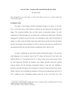 Lessons to be Learned from the New Deal