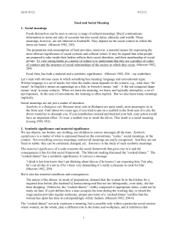 24.03 Good Food Lecture Handout: Food and Social Meaning
