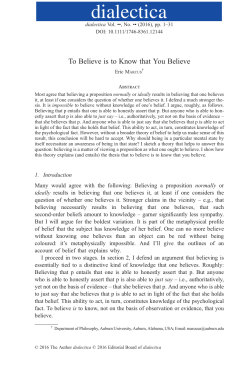 To Believe is to Know that You Believe