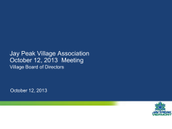Jay Peak Village Association October 12, 2013 Meeting
