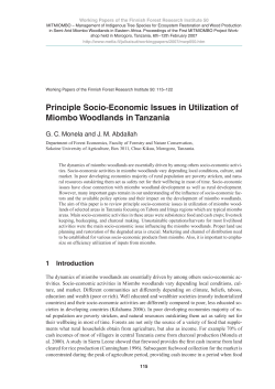 Principle Socio-Economic Issues in Utilization of Miombo