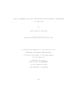 POLICY, GOVERNANCE AND LOCAL INSTITUTIONS FOR