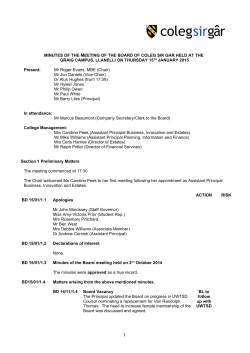Minutes of the Board meeting 15 Jan 2015