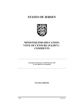 Minister for Education: vote of censure (P.6/2017) – comments