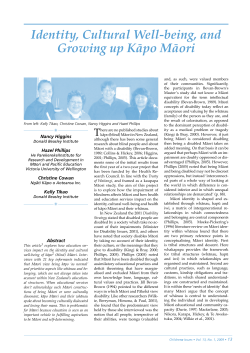Identity, Cultural Well-being, and Growing up Kapo Maori