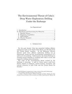 The Environmental Threat of Cuba`s Deep Water Exploratory Drilling