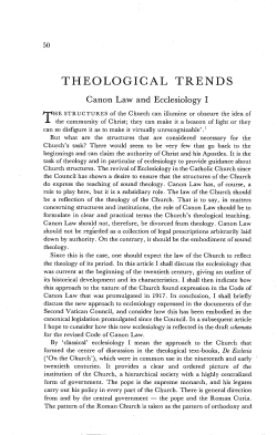 Canon Law and Ecclesiology I