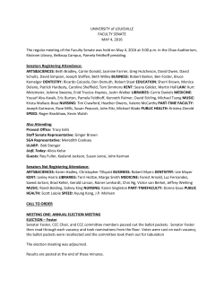 UNIVERSITY of LOUISVILLE FACULTY SENATE MAY 4, 2016 The